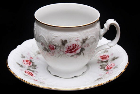Набор для чая на 6 перс. 12 пред. выс. на ножке «Роза серая 5396011» (Thun 1794 A.S.)