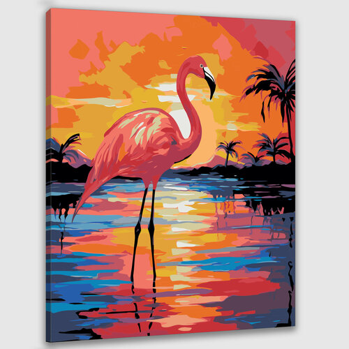 Картина по номерам 50х40 Тропическая элегия фламинго модульная картина тропическая абстракция160x88