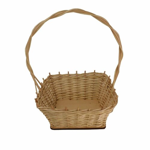 Корзинка плетеная из лозы квадратная с ручкой для подарка 27х27х35 см 945₽