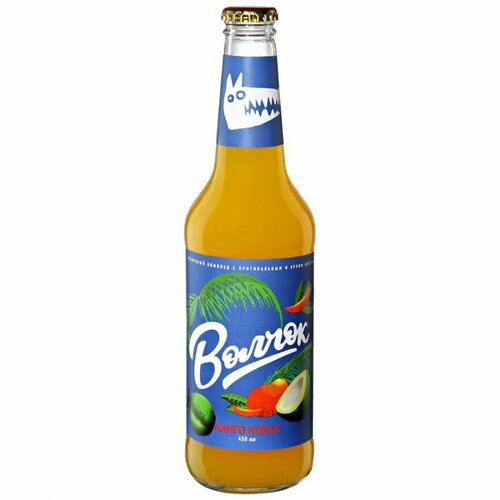 фото Лимонад волчок со вкусом манго и кокоса 0,45 л х 12 шт, газированный, стекло волковская пивоварня