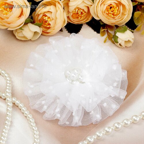 Резинка для волос бант Школьница горох d-9 см белый 6шт 634₽