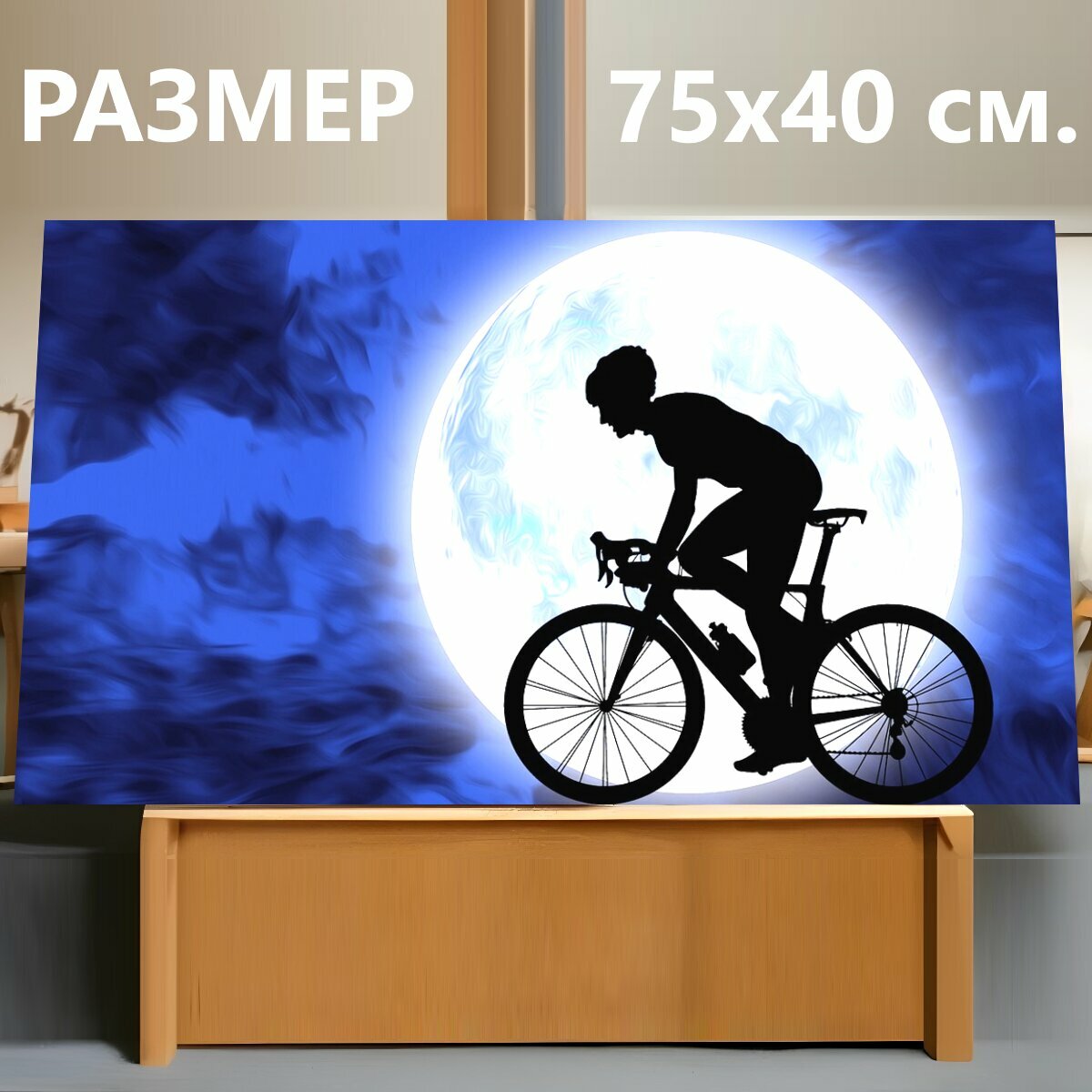 Картина на холсте "Велосипед, кататься на велосипеде, езда на велосипеде" на подрамнике 75х40 см. для интерьера