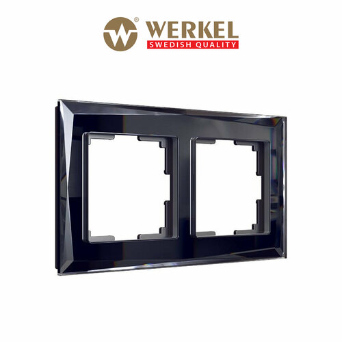 рамка werkel w0021208 рамка на 2 поста diamant черный Рамка из стекла на 2 поста Werkel Diamant W0021208 черный