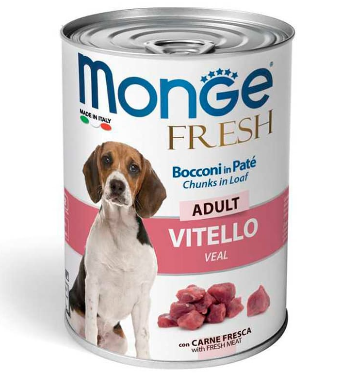 Monge Dog Fresh Влажный корм для собак всех пород, Мясной рулет и Телятина 400г
