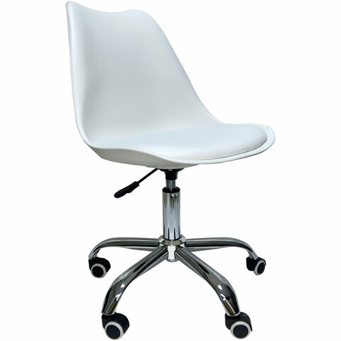 Кресло стул BRABIX "Eames MG-310 CH" хром пластик белый экокожа белая 532923