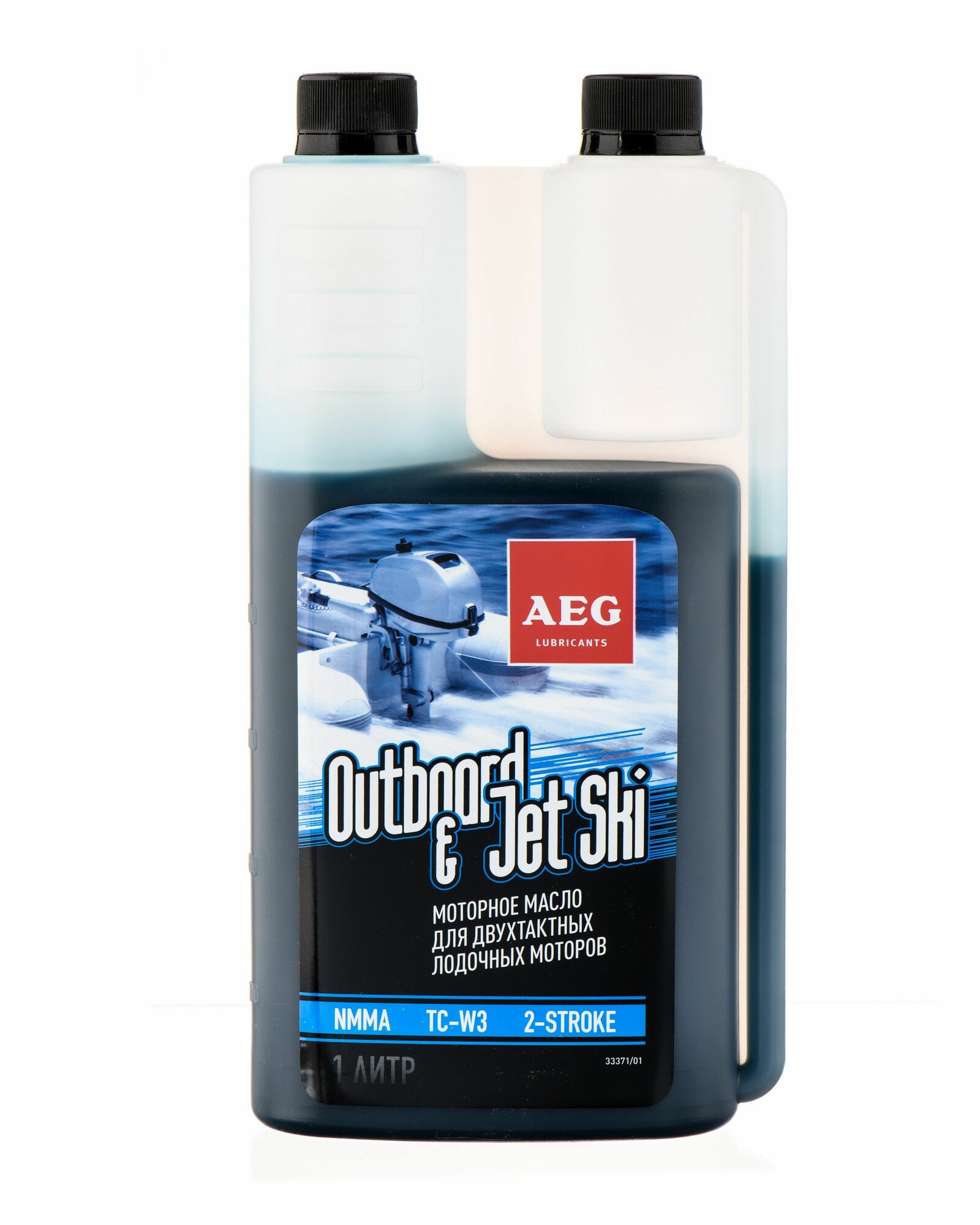 фото Моторное масло для двухтактных лодочных моторов AEG Outboard & JetSki 2T NMMA TC-W3 1л. с дозатором 33371