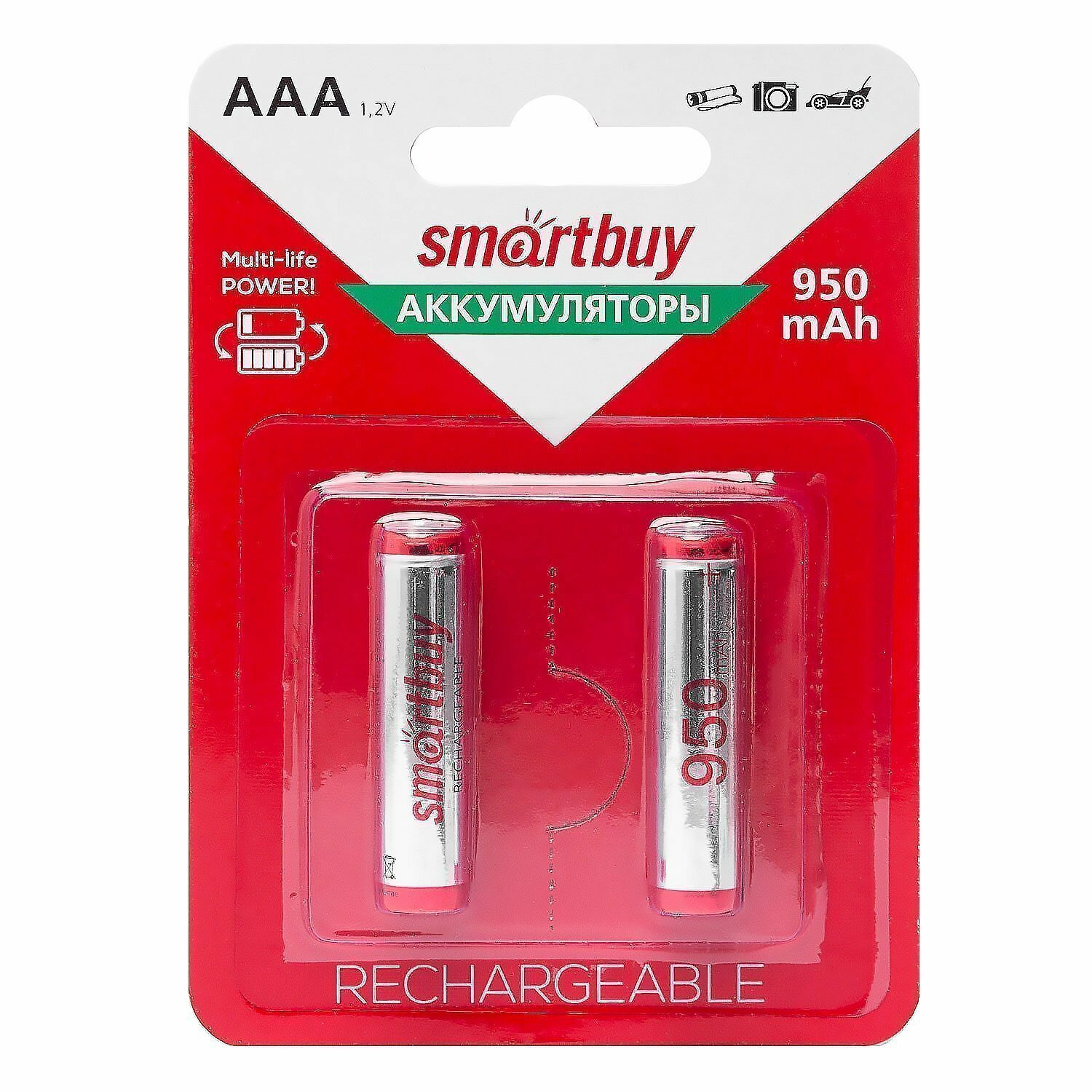 Аккумуляторные батарейки AAA Smart Buy, Ni-MH, 950 mAh, 2 шт в упаковке