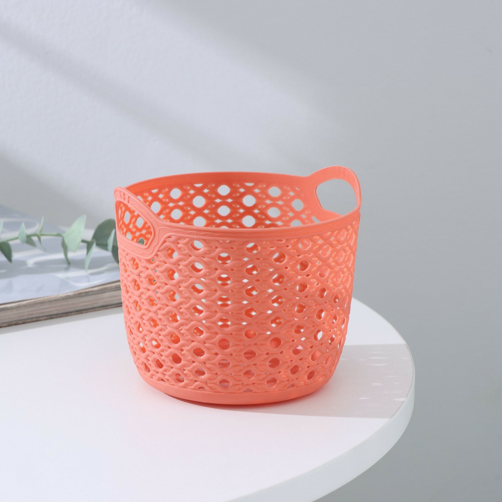 фото Корзина для хранения мелочей, косметики, канцелярии, органайзер пластиковый с ручками "Петельки" 12,5х12,5х10,5 см, цвет микс