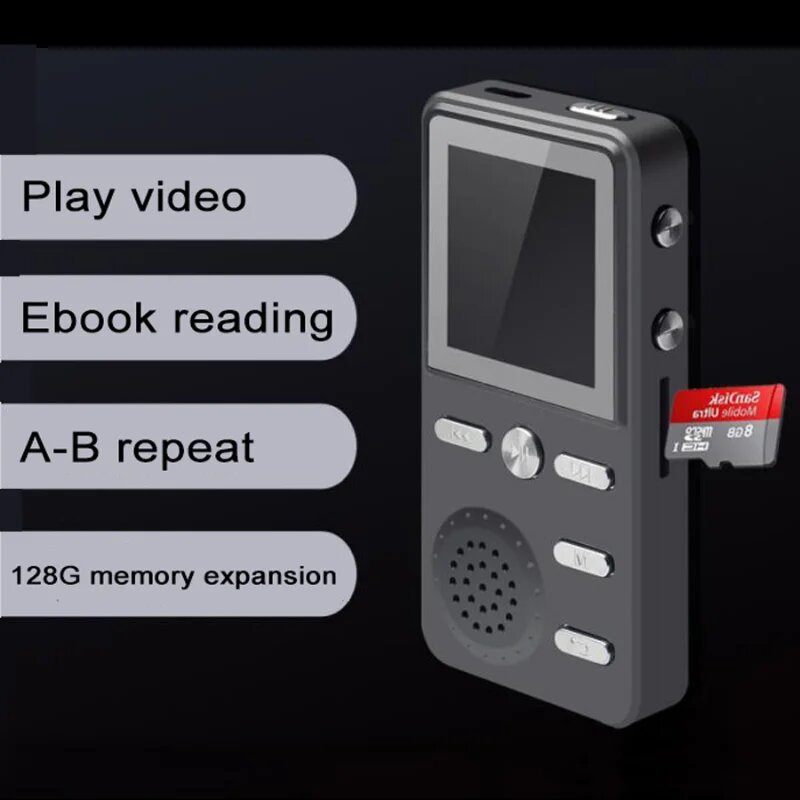 MP3-плеер Стерео Бас 4G 8 Гб Спортивная музыка TF карта FM-радио часы HD экран записывающий плеер Музыкальный проигрыватель записывающий плеер