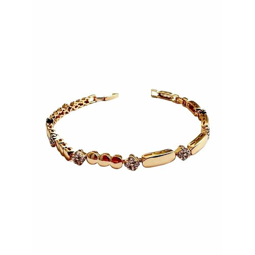 Браслет-цепочка, циркон, искусственный камень, 1 шт., размер 19 см, золотистый