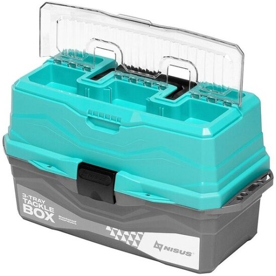 Ящик рыболовный Nisus Tackle Box трехполочный бирюзовый (для снастей) — фото 1