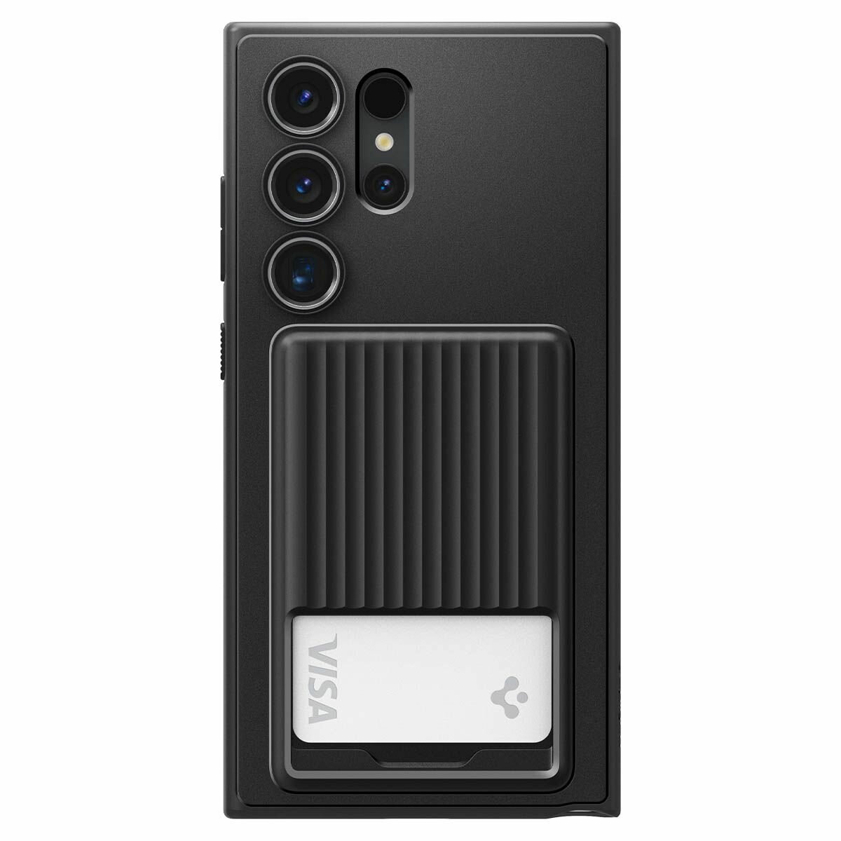 Чехол Spigen на Samsung Galaxy S24 Ultra (ACS07310) Liquid Slot / Спиген для Галакси С24 Ультра картхолдер, противоударный, с защитой камеры, черный