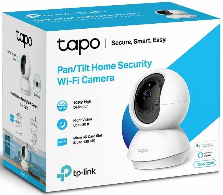 Камера видеонаблюдения TP-Link TAPO C200 белый, внутренняя, цветная, разрешение съемки 1920х1080, с модулем WiFi 802.11b/g/n — фото 1