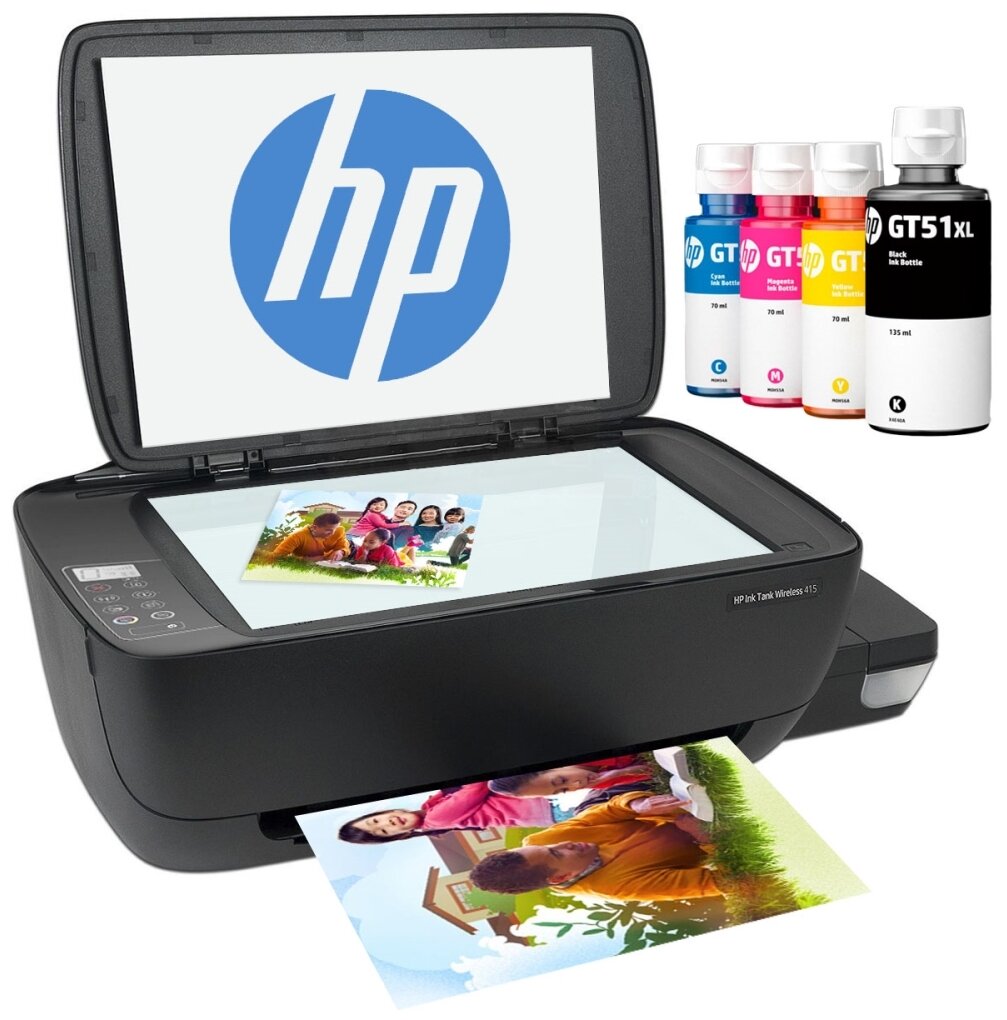 МФУ струйное цветное HP Ink Tank 415, A4, 8/5 стр/мин, USB, Wi-Fi, СНПЧ — фото 1