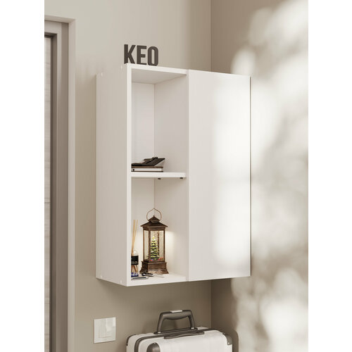 Шкаф навесной для прихожей балкона ванной для хранения вещей деревянный Кео ШКН-180 молочный белый 740х269х500 мм 3906₽