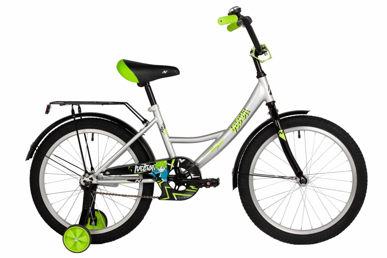 Велосипед Novatrack Vector 20 (2025), стальная рама, на рост 115-130 см, серебристый