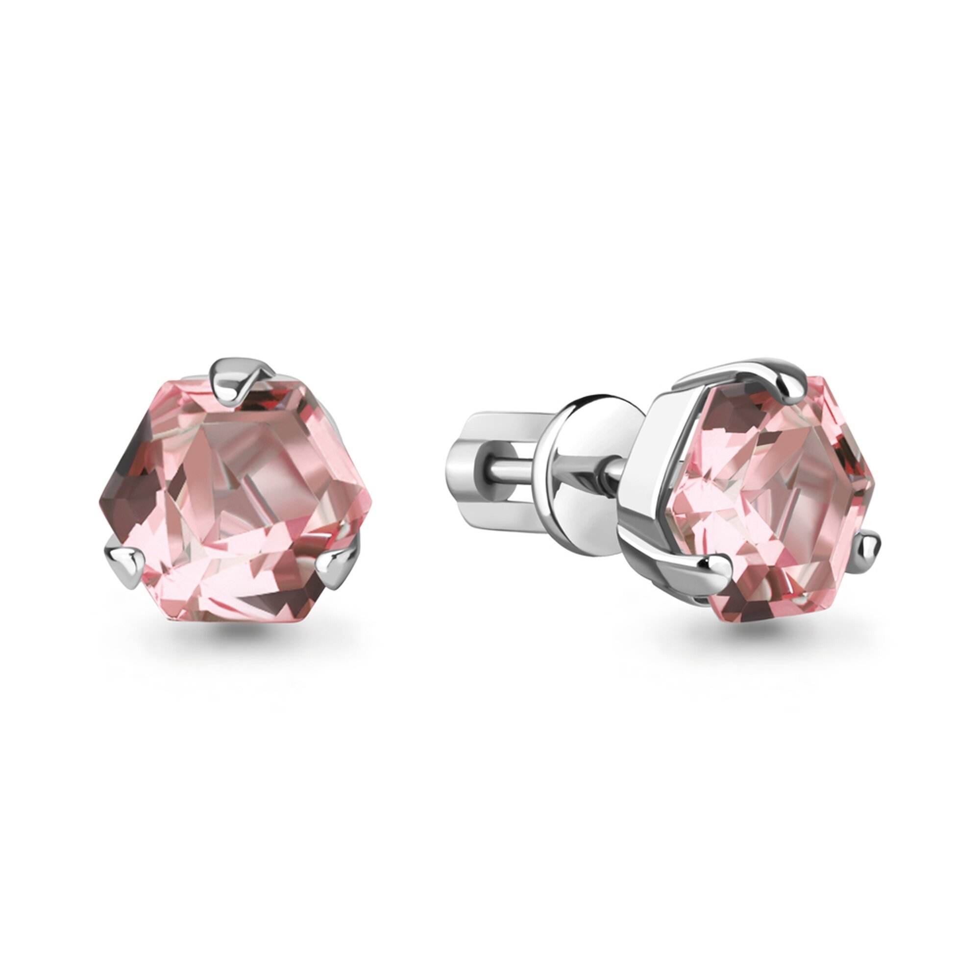 Серьги пусеты, серебро, 925 проба, родирование, морганит