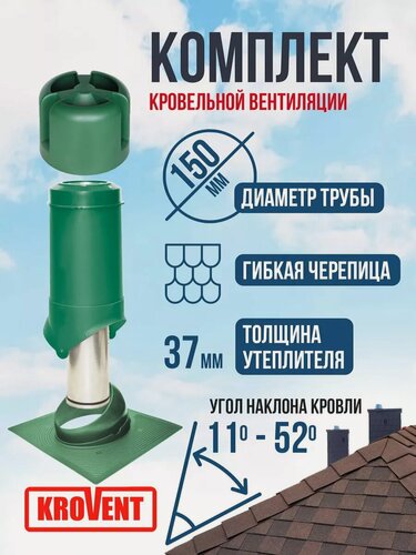 Изображение товара Комплект вентиляции утеплённый для кровли из гибкой черепицы 150-500 / Вентиляция дома / Крыши