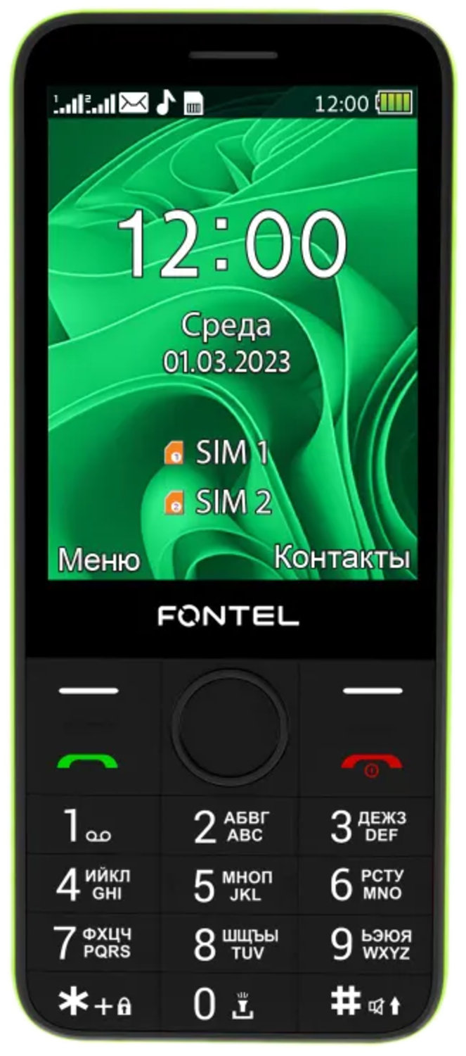 Мобильный телефон Fontel FP320 черный MicroSD 32 Гб, 1450 мАч