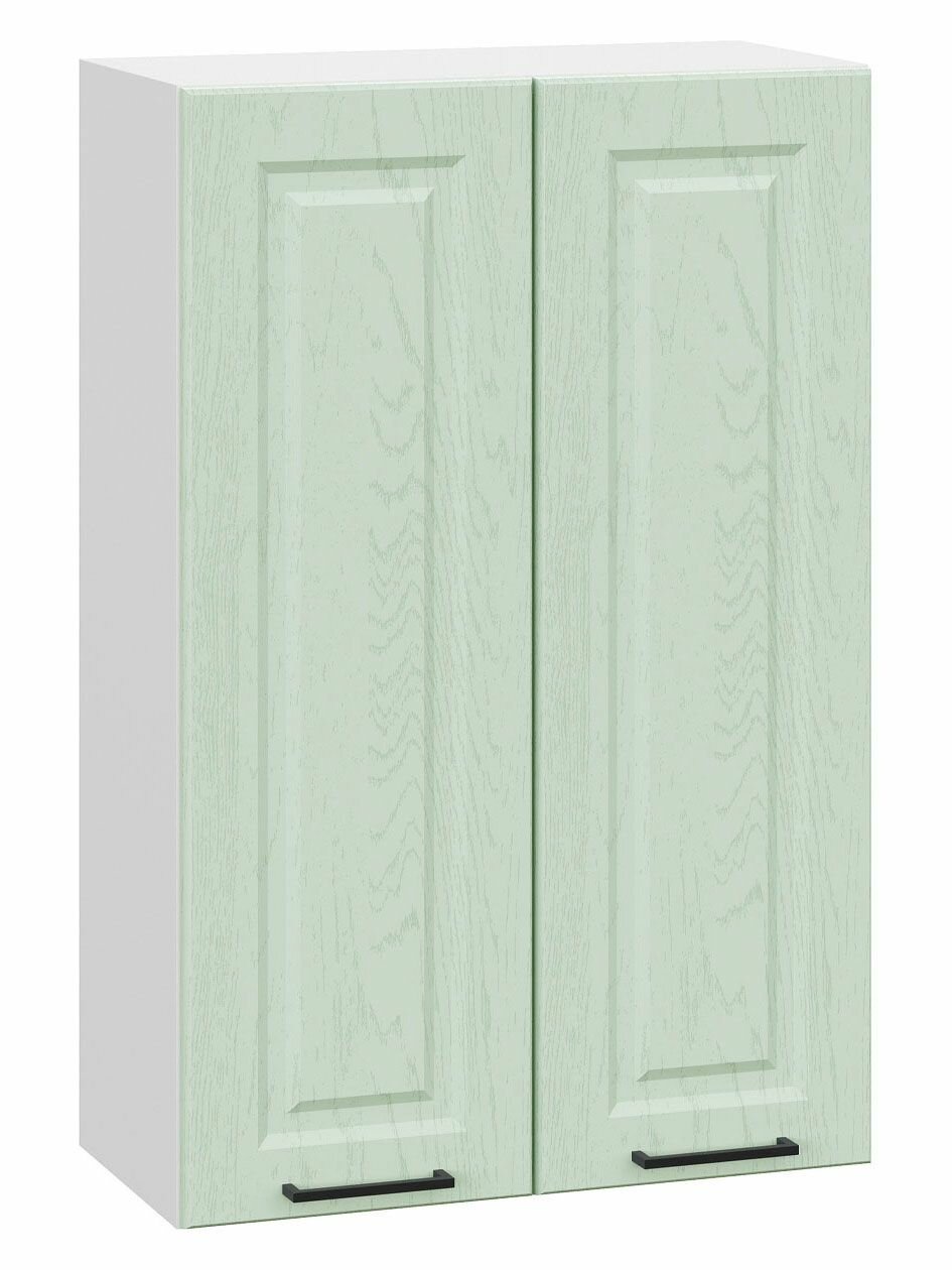 Кухонный модуль навесной шкаф Шервуд с доводчиками с полками 60х29.6х91 см Белый / Шато мята
