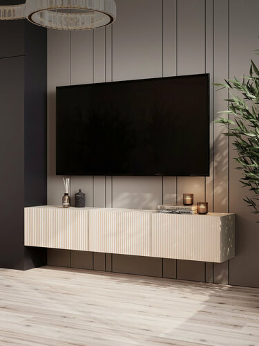 Изображение товара Тумба под телевизор подвесная Puzzlemebel Камелия, консоль навесная для тв, длина 180 см, бежевый