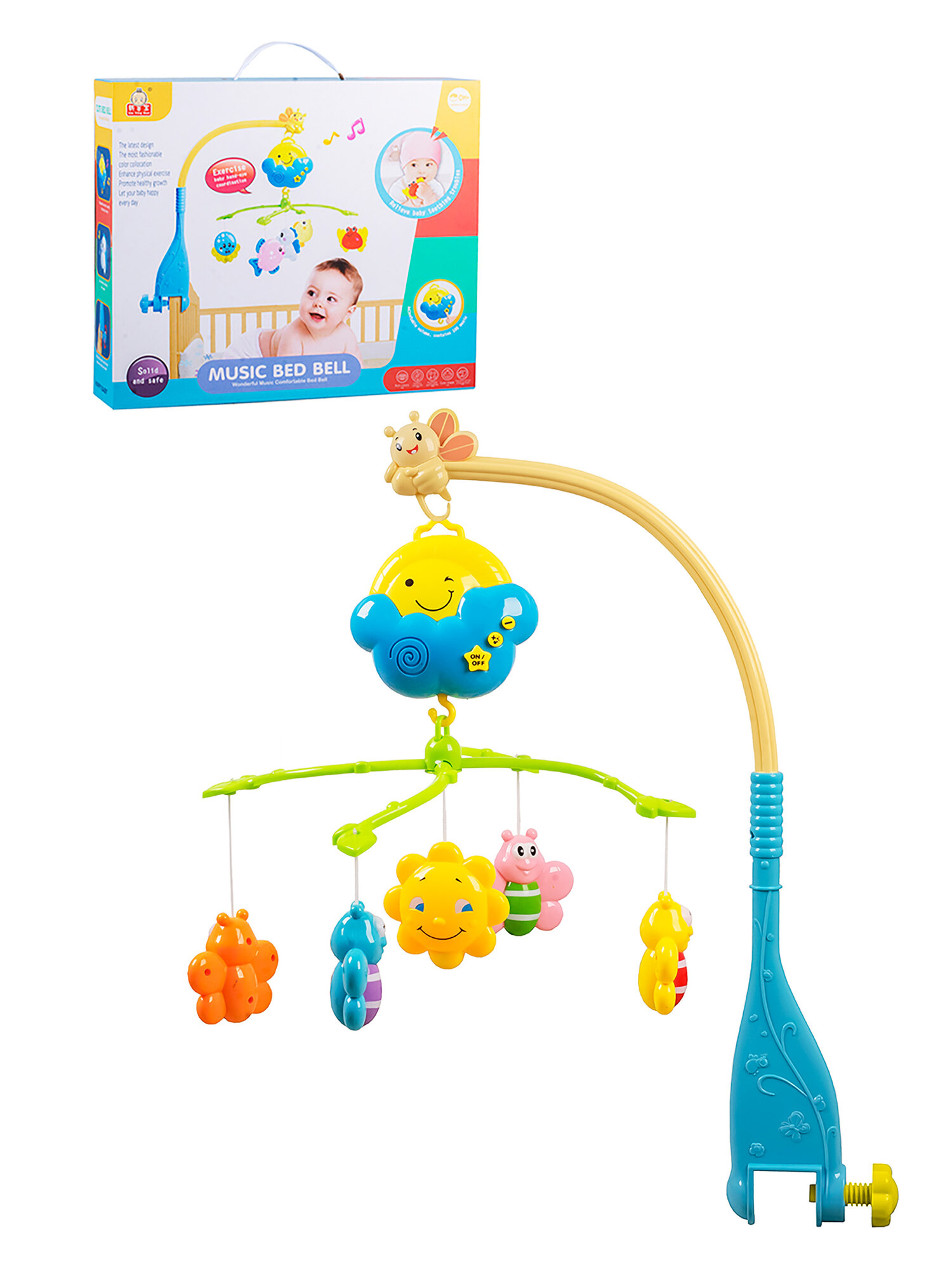 Мобиль на кроватку для новорожденных Солнышко TONG DE 416, музыкальная