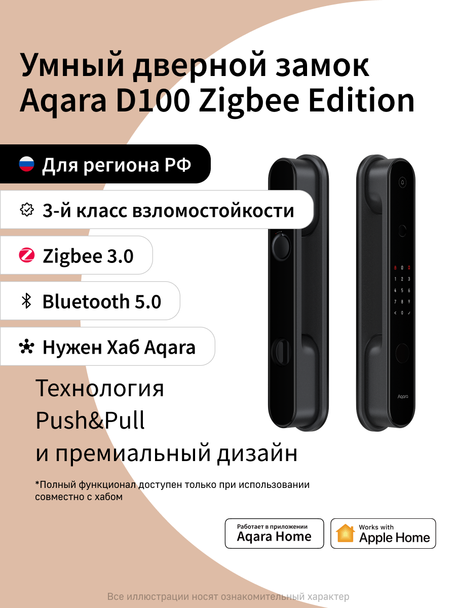 Умный дверной замок Aqara D100 ZNMS20LM, умный дом, Zigbee 3.0, Bluetooth 5.0, черный
