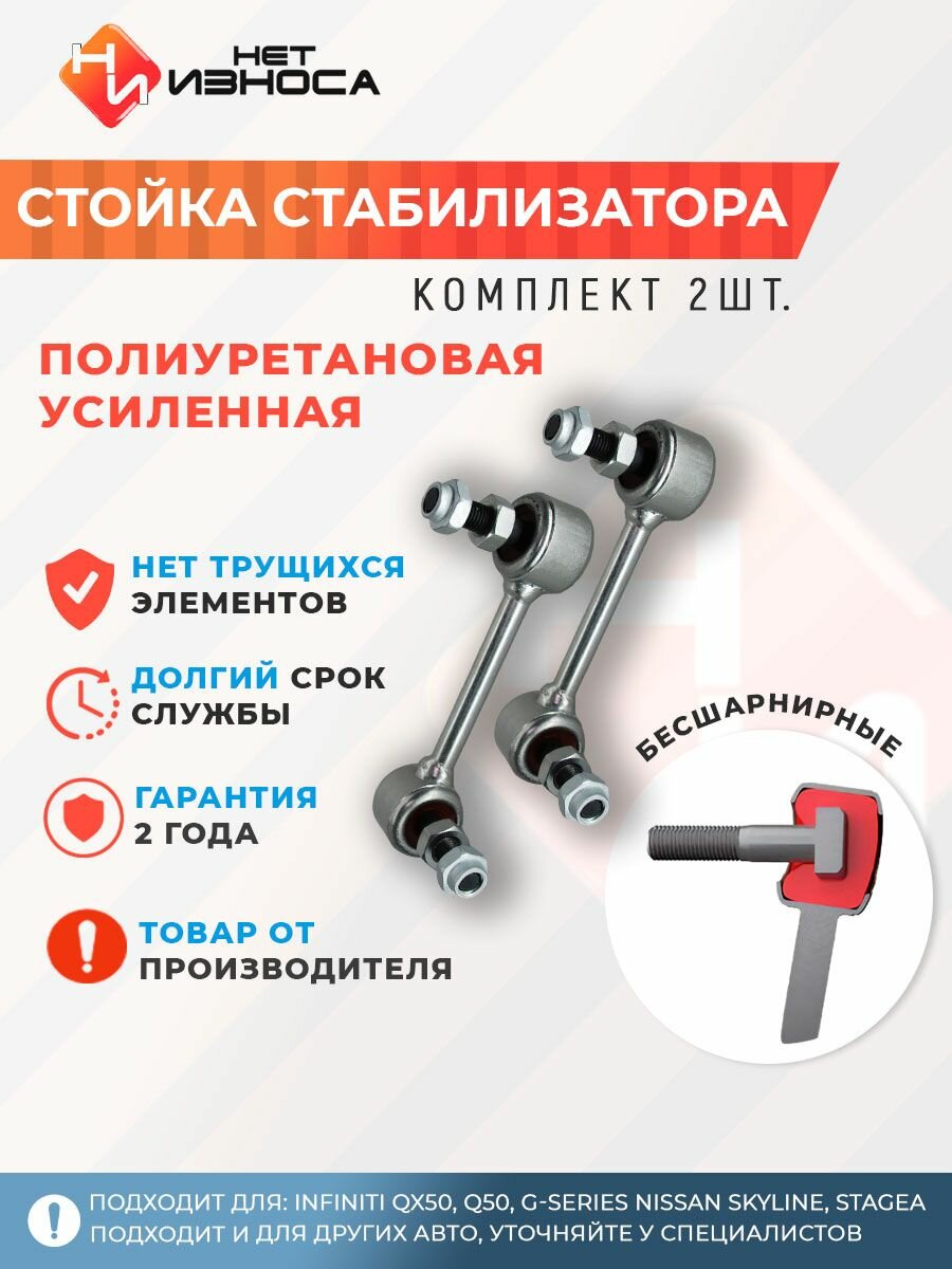 Стойки стабилизатора полиуретановые усиленные NL106 (левая и правая) Infiniti QX50, Q50, G-Series Nissan Skyline, Stagea, Fuga