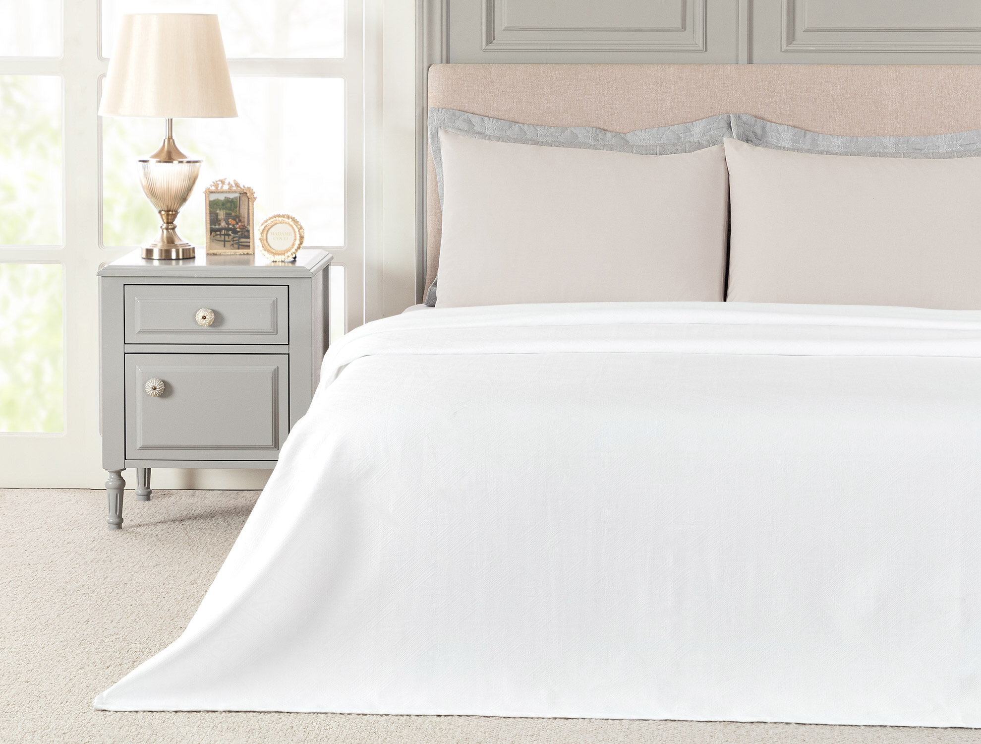 Покрывало постельное SUPER KING SIZE покрывало на кровать. Размер: 240X260CM. Цвет: Белый