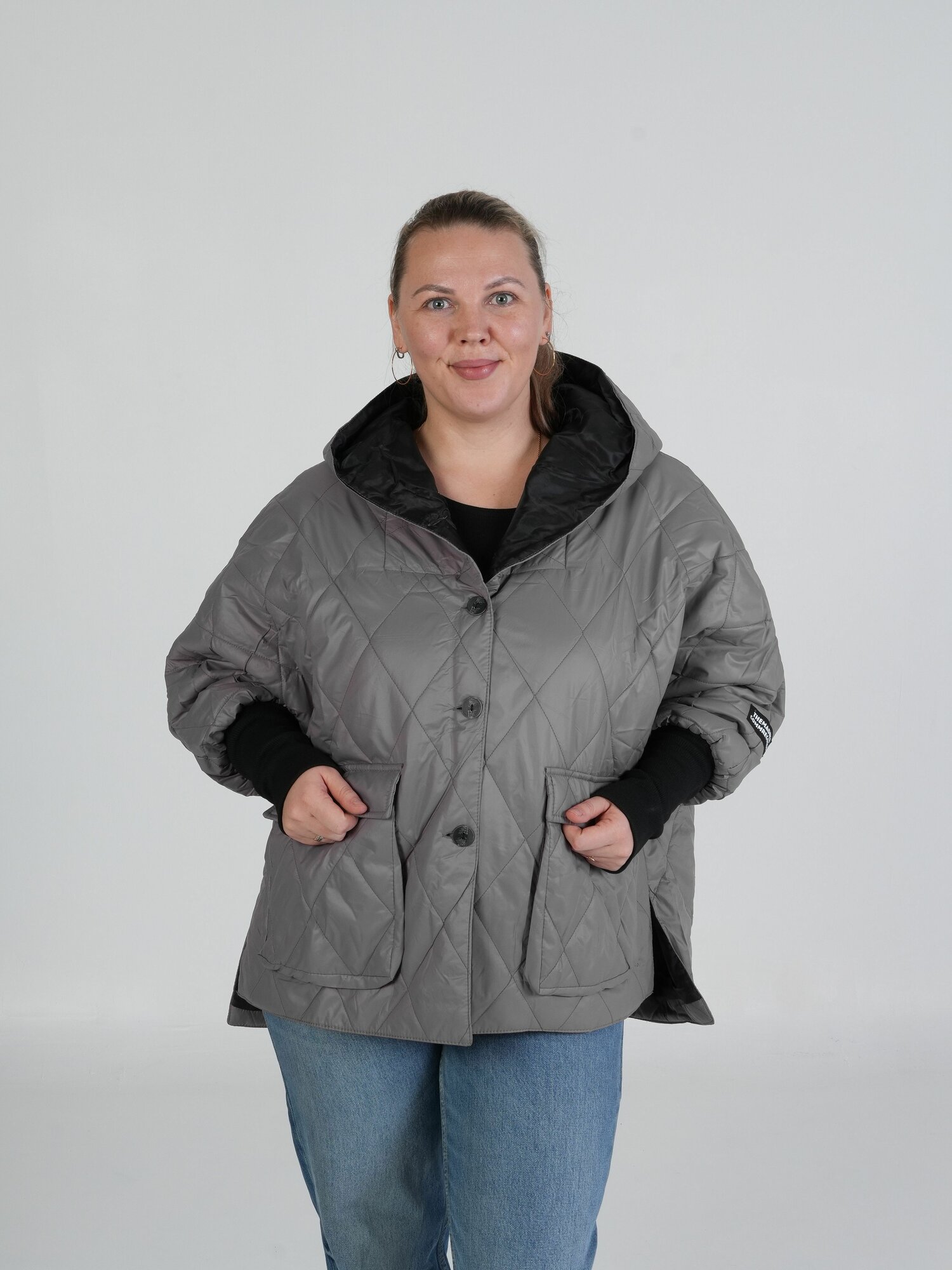 Куртка  Базовая коллекция размер оверсайз серебро