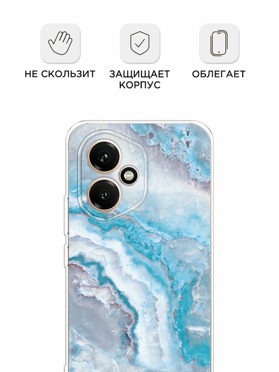 Чехол на Honor 400 / Хонор 400 с принтом "Нежно-голубой мрамор" — фото 1