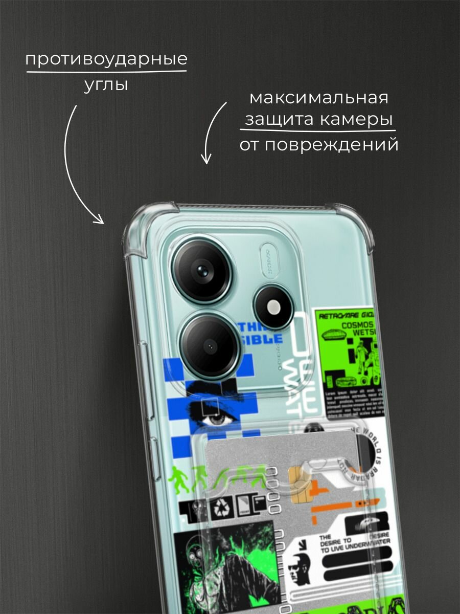 Чехол на Xiaomi Redmi Note 14 4G (Редми Нот 14 4G) с картой и принтом "Nothing impossible" — фото 1