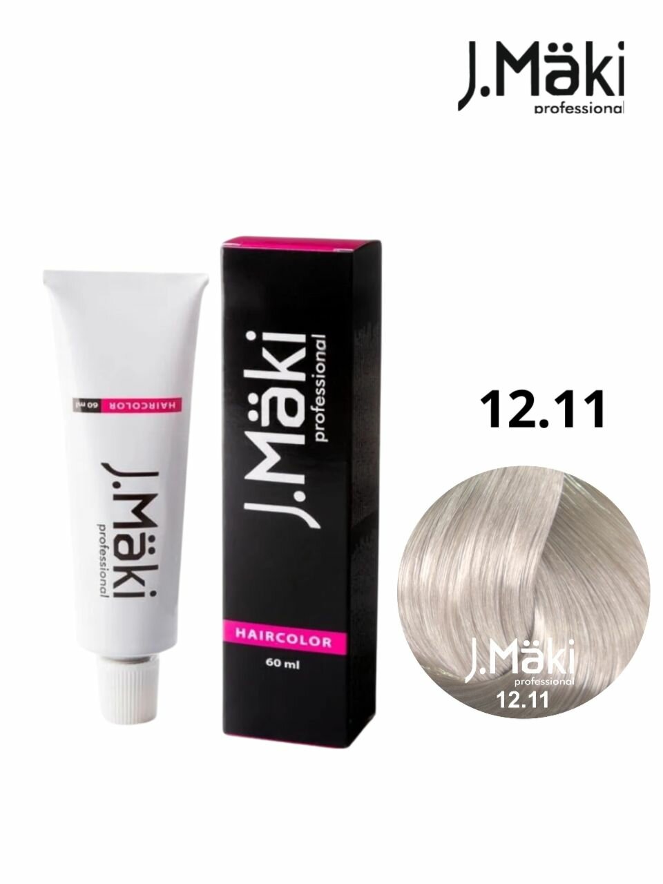 J.Maki 12.11 Суперблонд интенсивный пепельный; cтойкая краска для волос 60 мл