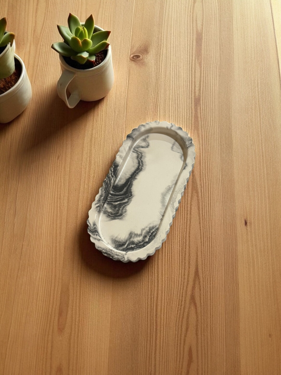 Декоративная подставка из гипса Волна, 18 * 9 * 2 см - Угольный