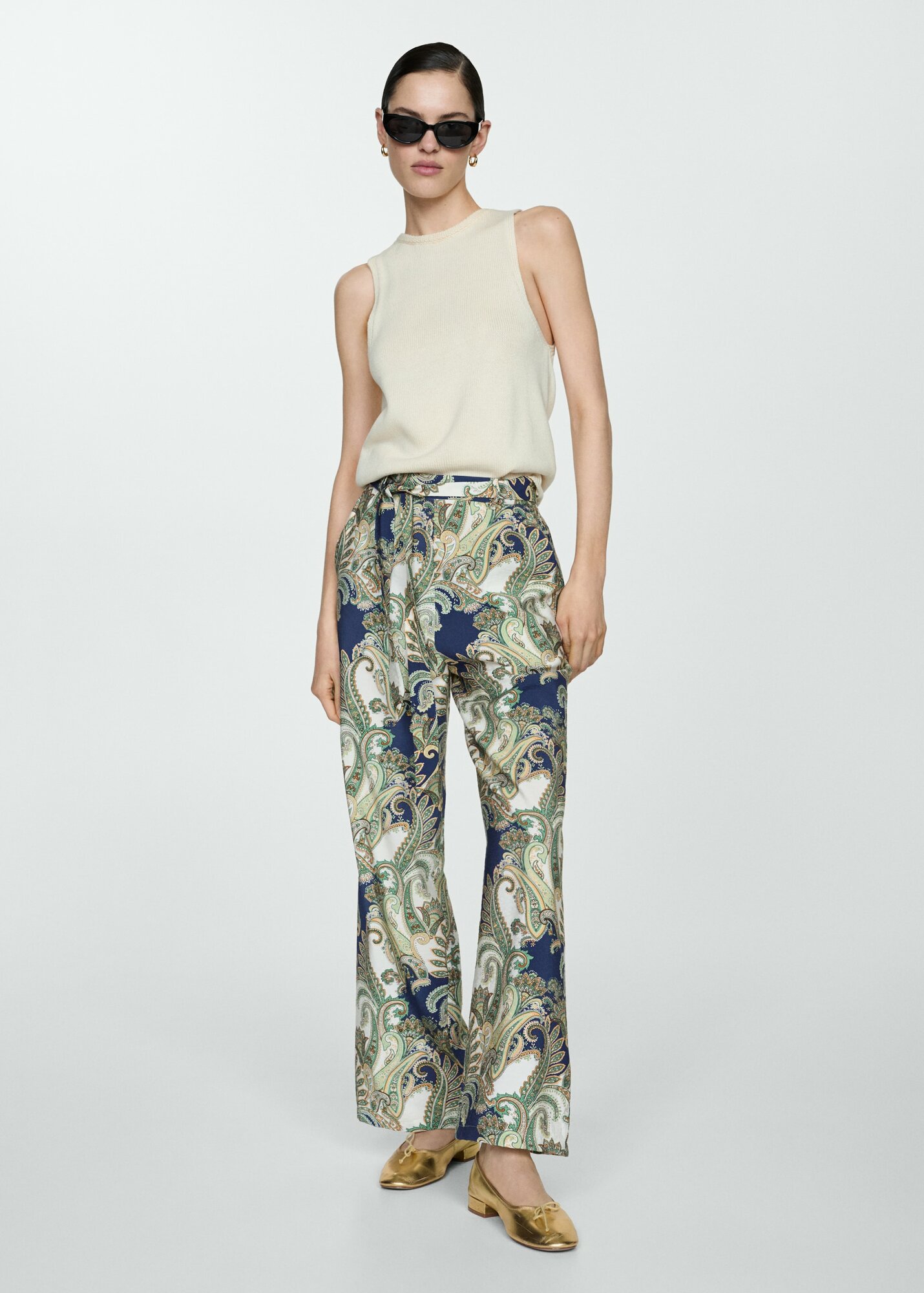 Брюки MANGO PAISLEY, размер 20, зеленый — фото 1