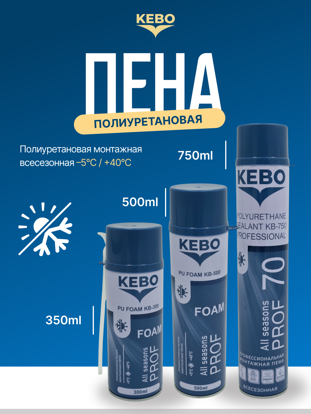 KEBO полиуретановая монтажная пена, 500ml