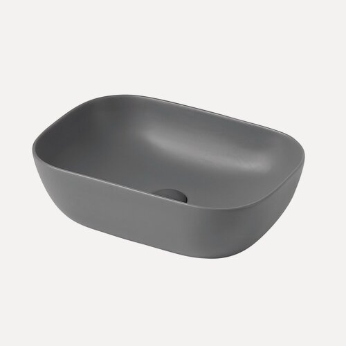 Изображение товара Раковина накладная ABBER Rechteck AC2200MG, прямоугольная, 46 см, фаянс, серая матовая
