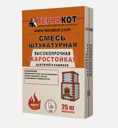 Изображение товара Терракот раствор штукатурный огнеупорный для печей и каминов (25кг)
