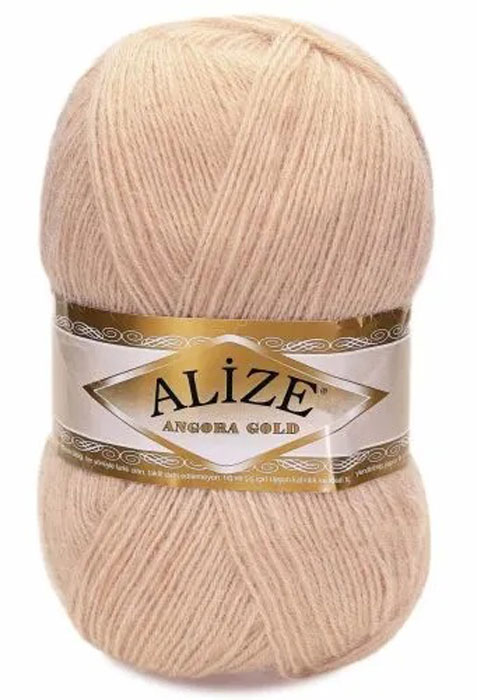 Пряжа для вязания ALIZE 'Angora Gold' 100г, 550м (80% акрил, 20% шерсть) ТУ (524 беж), 5 мотков