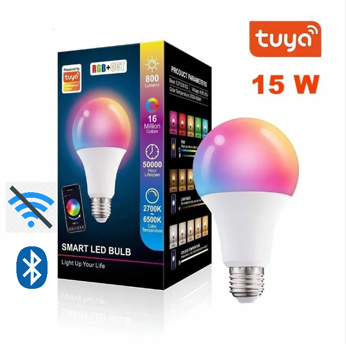 Лампочка для умного дома / работает по Bluetooth / 15W