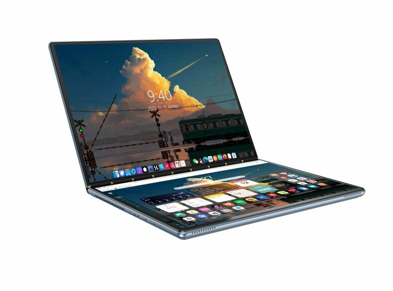 Ноутбук 13" с двумя сенсорными экранами, Intel N100, DDR5 16ГБ, SSD 2Тб