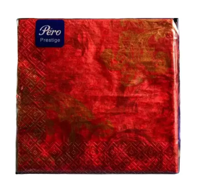 Салфетки бумажные Перышко Prestige Красный бархат, 3 слоя, 33*33, 20 листов