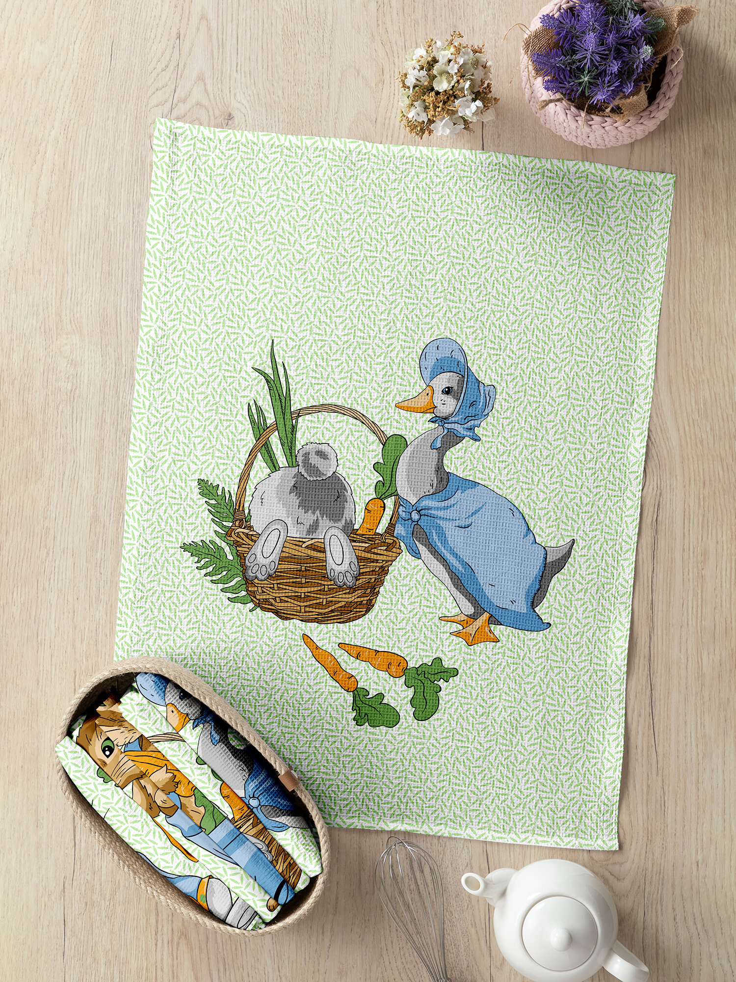 Набор вафельных полотенец 45х60 (6 шт.) "Mia Cara" рис 30632-1 Garden bunny - фотография № 12