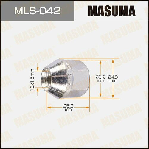 Гайка колеса M 12 x 1.5 открытая под ключ 21 MASUMA MLS042 (10 шт)