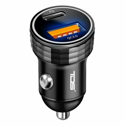 Зарядное устройство автомобильное USB (QC3.0 + PD20W,3000mA) оранжевый, размер 50*25 мм