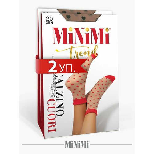 Носки MiNiMi, 20 den, 2 пары, размер 0 (UNI), бежевый, черный женские капроновые носки minimi pois colors 20den avorio