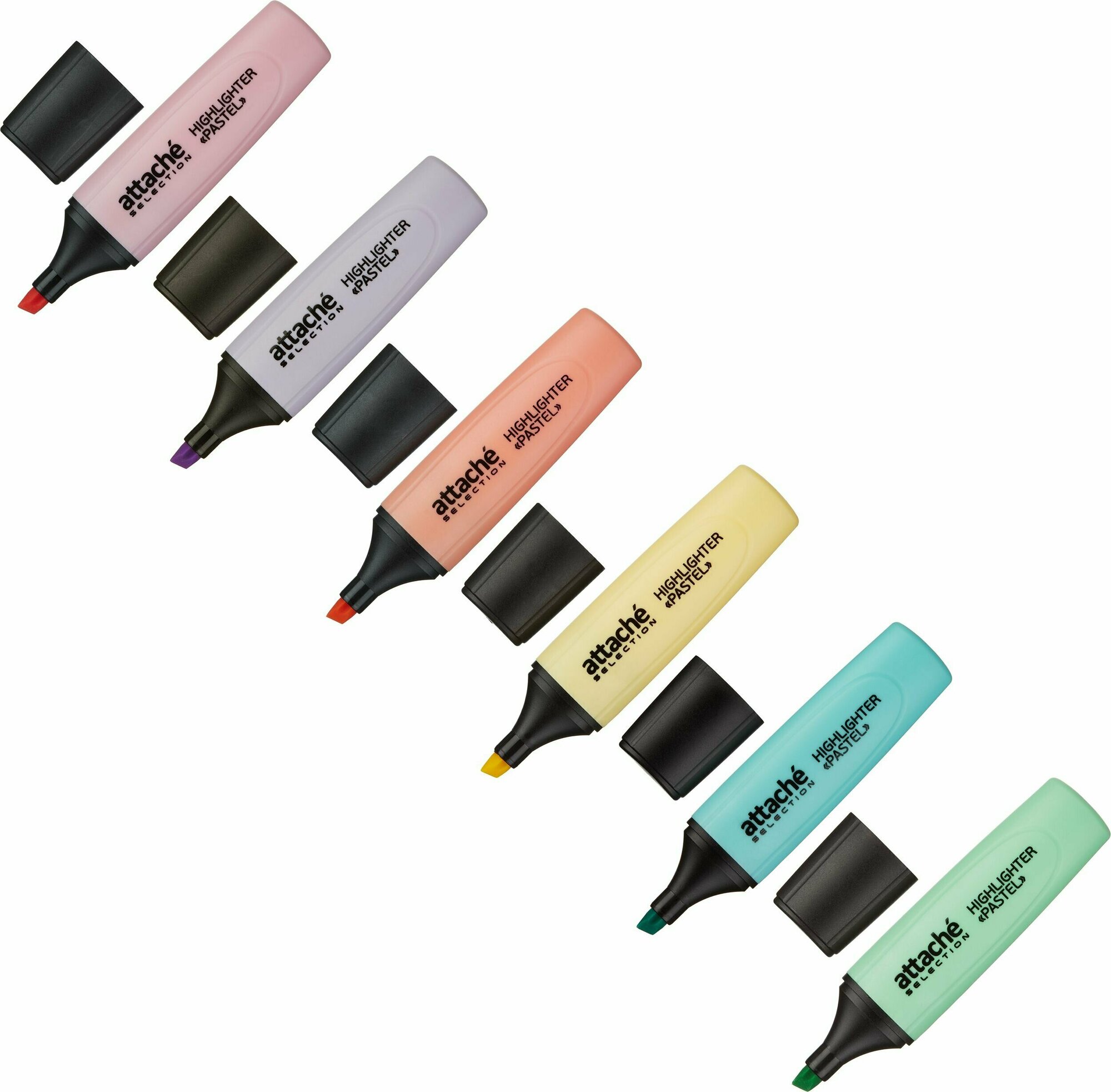 Маркер выделитель текста Attache Pastel, 1-5 мм, 6 цветов, Selection (958592)