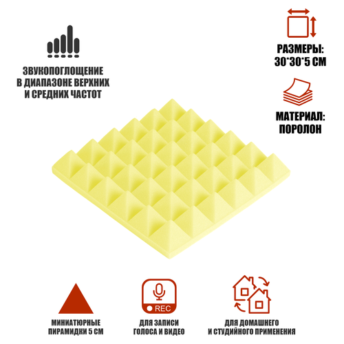 Звукоизоляция для студии, акустический поролон, желтый