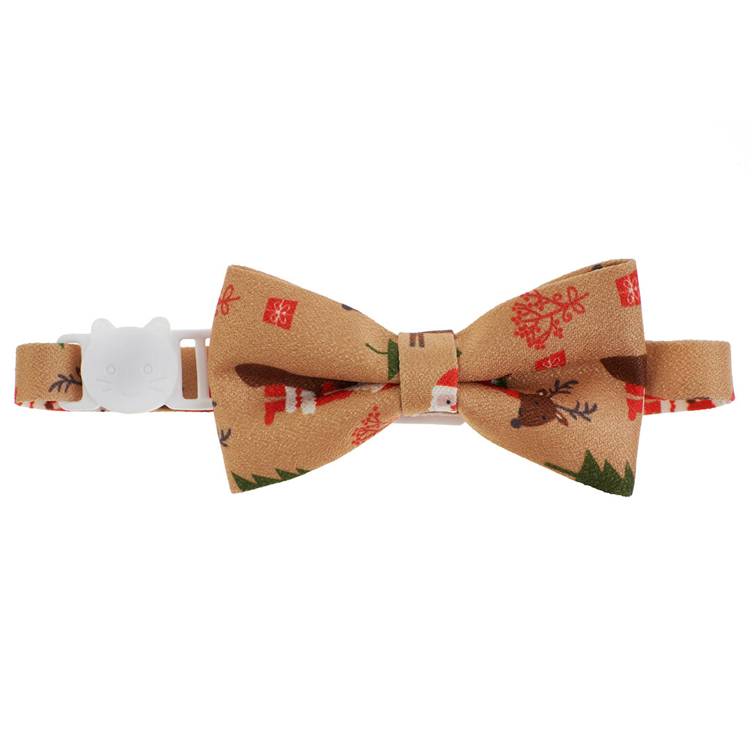 фото Новогодний ошейник - бант для питомца, 17-33 см, Коричневый, 1 шт.