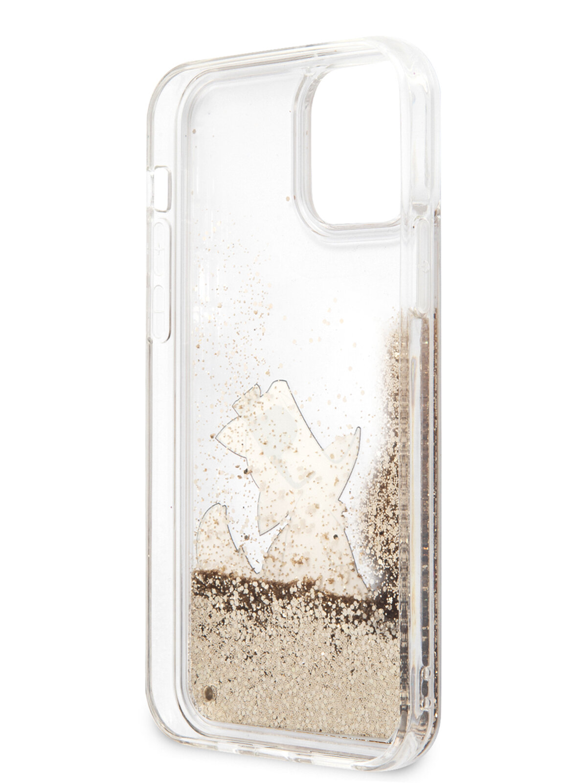 Lagerfeld для iPhone 12/12 Pro (6.1) чехол Liquid Glitter Choupette Fun Hard Gold